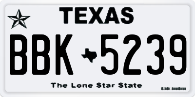 TX license plate BBK5239
