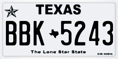 TX license plate BBK5243