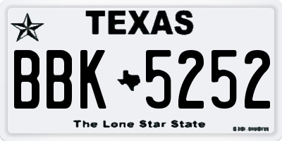 TX license plate BBK5252
