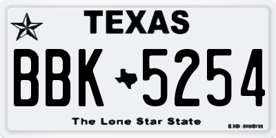 TX license plate BBK5254