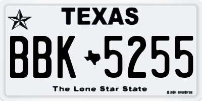 TX license plate BBK5255