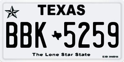 TX license plate BBK5259