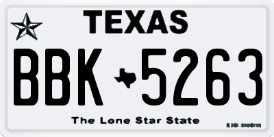 TX license plate BBK5263