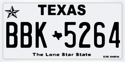 TX license plate BBK5264