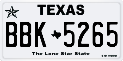 TX license plate BBK5265