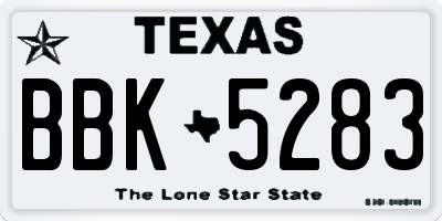 TX license plate BBK5283