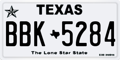 TX license plate BBK5284