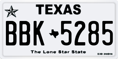 TX license plate BBK5285