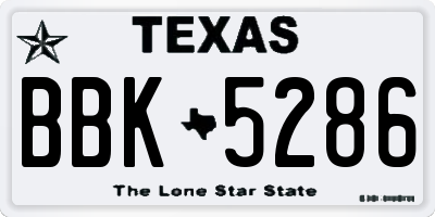 TX license plate BBK5286