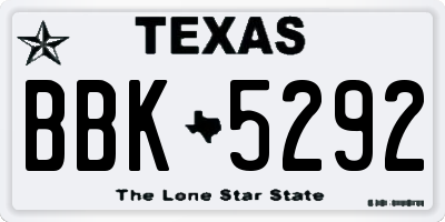 TX license plate BBK5292