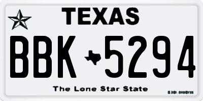 TX license plate BBK5294