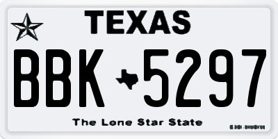 TX license plate BBK5297