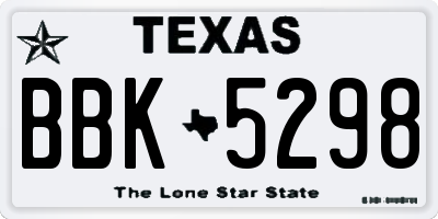 TX license plate BBK5298