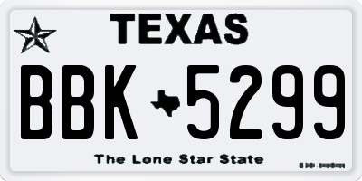 TX license plate BBK5299