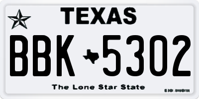 TX license plate BBK5302