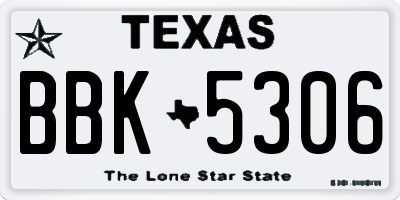 TX license plate BBK5306