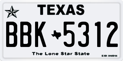 TX license plate BBK5312