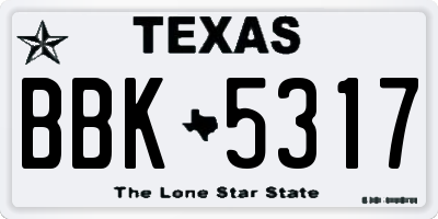 TX license plate BBK5317