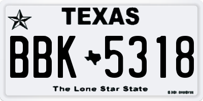 TX license plate BBK5318