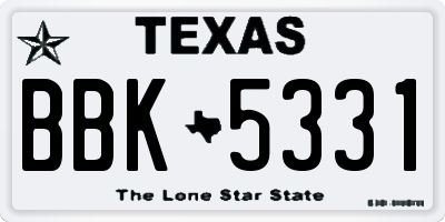 TX license plate BBK5331