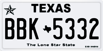 TX license plate BBK5332