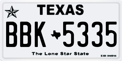 TX license plate BBK5335