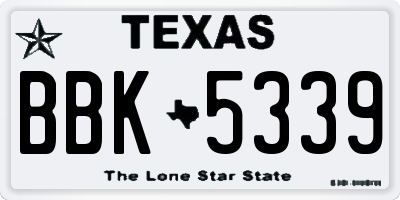 TX license plate BBK5339