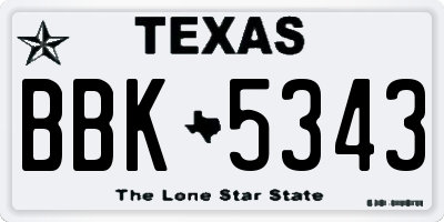 TX license plate BBK5343