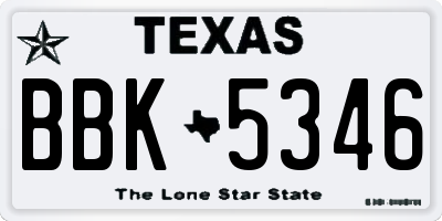 TX license plate BBK5346