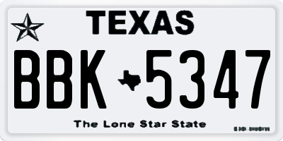 TX license plate BBK5347