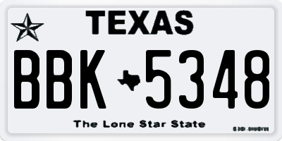 TX license plate BBK5348