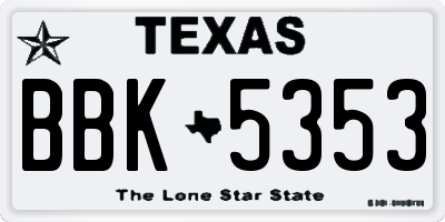 TX license plate BBK5353