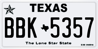 TX license plate BBK5357