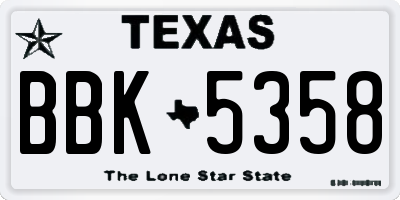 TX license plate BBK5358