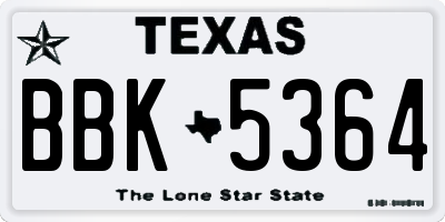 TX license plate BBK5364