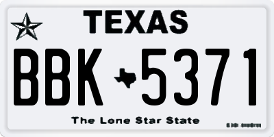 TX license plate BBK5371