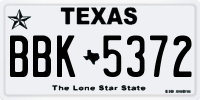 TX license plate BBK5372