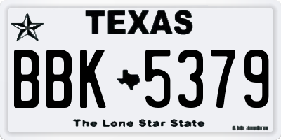 TX license plate BBK5379