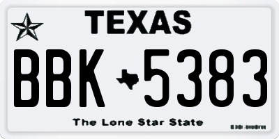 TX license plate BBK5383