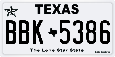 TX license plate BBK5386