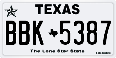 TX license plate BBK5387
