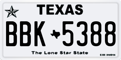 TX license plate BBK5388