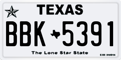 TX license plate BBK5391