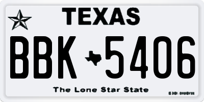 TX license plate BBK5406