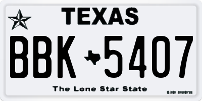 TX license plate BBK5407
