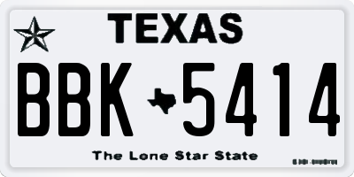 TX license plate BBK5414