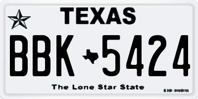 TX license plate BBK5424
