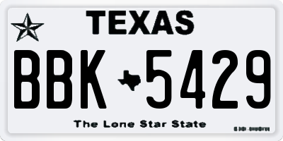 TX license plate BBK5429
