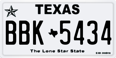 TX license plate BBK5434