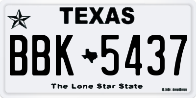 TX license plate BBK5437